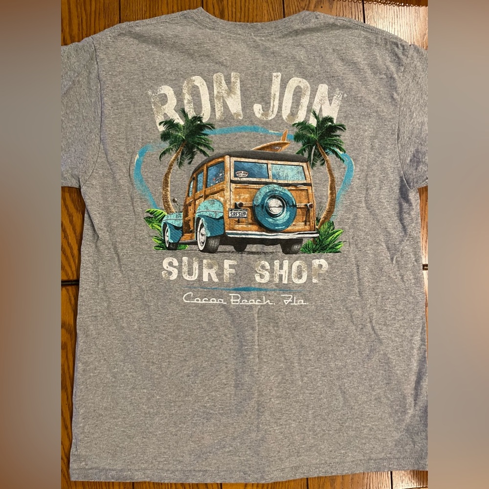 UNISEX Ron Jon Surf Shop, Graphic Tee, Cocoa Beach Fla, grey, size large - Picture 5 of 5